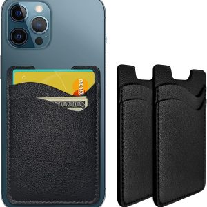 Phone Card Holder, Leather Phone Wallet Stick On Card Holder Back of Phone